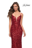 Picture of: Gorgeous Sequin Dress with V Neck and Open Back in Red, Style 29872, Detail Picture 2