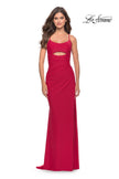 Picture of: Cut Out Soft Jersey Dress with Lace Up Back in Red, Style: 31264, Detail Picture 2