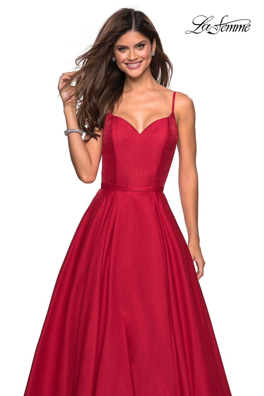 Picture of: Elegant Long Ball Gown with Empire Waist and V Back in Red, Style: 27447, Detail Picture 3