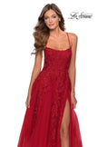 Picture of: A-line Prom Dress with Cascading Lace Detail in Red, Style: 28503, Detail Picture 3