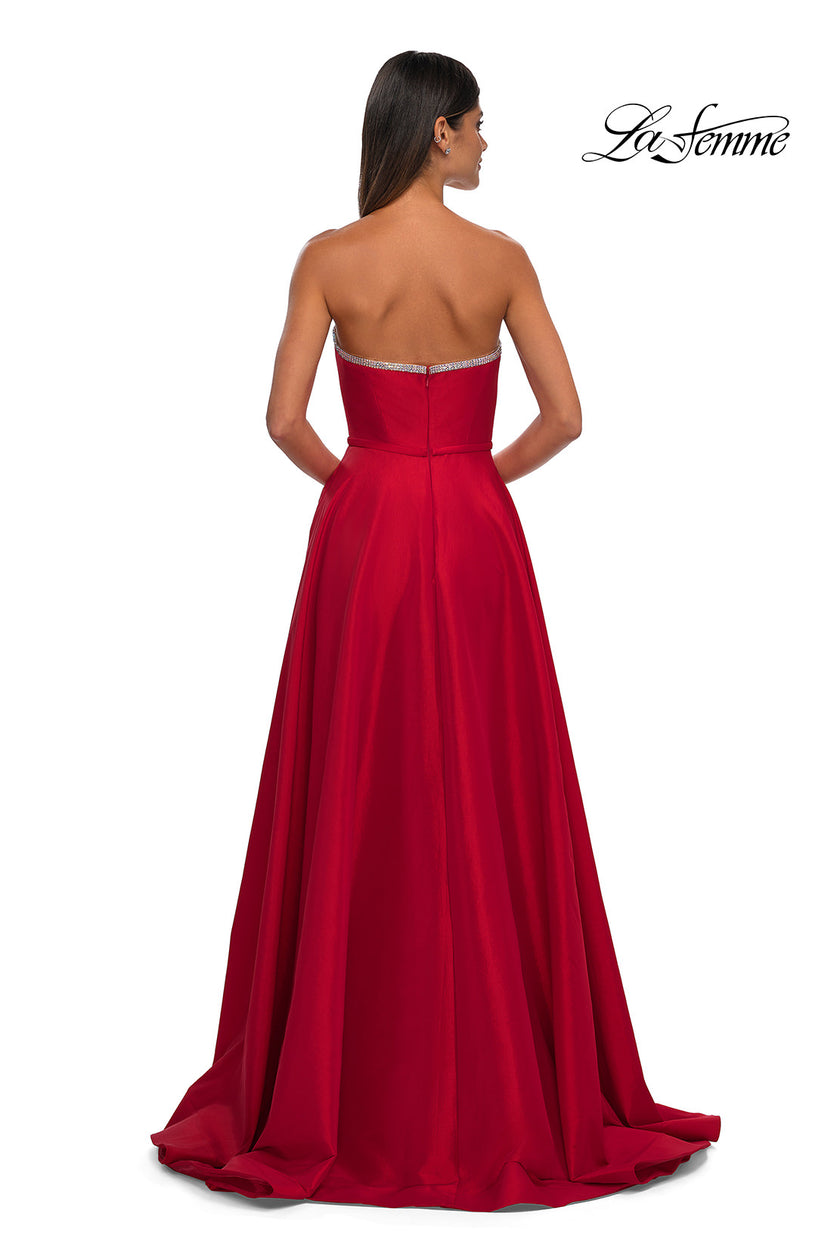 Picture of: A-line Mikado Prom Dress with Rhinestone Neckline in Red, Style: 33063, Detail Picture 3