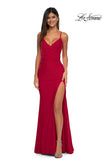 Picture of: Simple Prom Dress with Side Ruching and Lace Up Back in Red , Style: 33103, Detail Picture 3