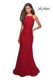 Picture of: Long Lace Prom Dress with High Neckline in Red, Style: 27289, Detail Picture 9