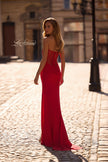 Picture of: Strapless Corset Style Prom Dress with Illusion Back in Red , Style 32941, Detail Picture 4