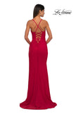 Picture of: Simple Prom Dress with Side Ruching and Lace Up Back in Red , Style: 33103, Detail Picture 4