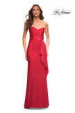Picture of: Strapless Evening Dress with Ruffle on Slit in Red, Detail Picture 5