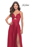 Picture of: Satin A-Line Gown with Cut Out and Twist Bodice in Red, Style: 31193, Style: 31193