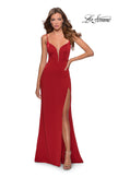 Picture of: Long Prom Dress with Faux Strappy Open Back in Red, Style: 28461, Detail Picture 6