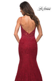 Picture of: Mermaid Lace Prom Dress with Sheer Jeweled Bodice in Red, Detail Picture 6