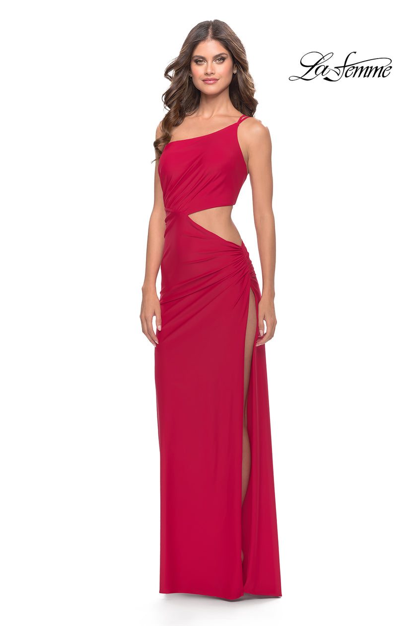 Picture of: One Shoulder Dress with Side Cut Out and Unique Back in Red, Style: 31386, Detail Picture 6