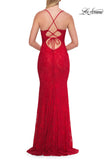 Picture of: Lace Fitted Gown with Crisscross Back and Rhinestones in Red, Style: 33514, Detail Picture 6