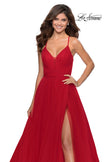 Picture of: Long Tulle Prom Dress with Criss Cross Bodice Detail in Red, Style: 28893, Detail Picture 7