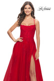 Picture of: A-line Tulle Gown with Floral Embroidery and Pockets in Red, Style: 31135, Detail Picture 7
