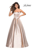 Picture of: Long Metallic Strapless A Line Ball Gown in Rose Gold, Style: 27280, Detail Picture 1