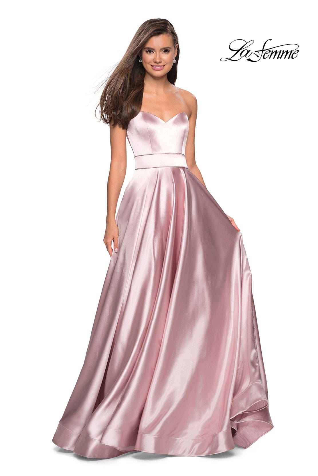 Picture of: Strapless Metallic Prom Gown with Empire Waist in Rose Gold, Style: 27506, Detail Picture 2