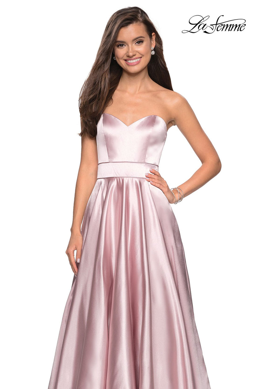 Picture of: Strapless Metallic Prom Gown with Empire Waist in Rose Gold, Style: 27506, Detail Picture 5