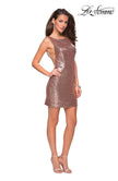 Picture of: Sequin Short Mini Dress with Low Scoop Back in Rose Gold, Style: 26614, Detail Picture 1