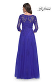 Picture of: Tulle and Lace A-Line Dress with V Neckline in Royal Blue, Style: 30398, Detail Picture 2