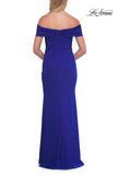 Picture of: Off-the-Shoulder Ruched Jersey Gown in Royal Blue, Style: 33273, Detail Picture 2