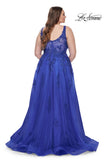 Picture of: Lace Embellished Tulle A-Line Dress with Illusion Back in Royal Blue, Style: 31383, Detail Picture 13