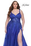 Picture of: Lace Embellished Tulle A-Line Dress with Illusion Back in Royal Blue, Style: 31383, Detail Picture 14