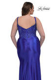 Picture of: Stretch Satin Plus Dress with Beautiful Rhinestone Designed Bodice in Royal Blue, Style: 32430, Detail Picture 4