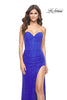 Picture of: Rhinestone Net Jersey Dress with Bustier Top and Ruching in Royal Blue, Style: 32176, Main Picture