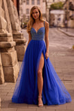 Picture of: Gorgeous Line Rhinestone Top Dress with A-line Tulle Skirt in Royal Blue, Style: 32714, Main Picture