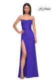 Picture of: Strapless Prom Dress with Side Ruching and Lace Up Back in Royal Blue, Style 33012, Main Picture