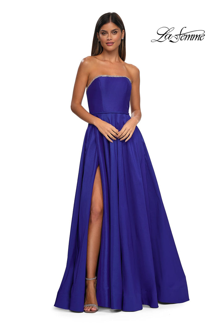 Picture of: A-line Mikado Prom Dress with Rhinestone Neckline in Royal Blue, Style: 33063, Main Picture