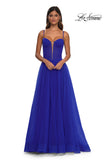 Picture of: Tulle Prom Dress with A-Line Skirt and Ruched Corset Top in Royal Blue, Style: 32700, Detail Picture 8
