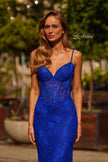 Picture of: Lace Fitted Gown with Sheer Bodice and Spaghetti Straps in Royal Blue, Style: 33485, Detail Picture 8