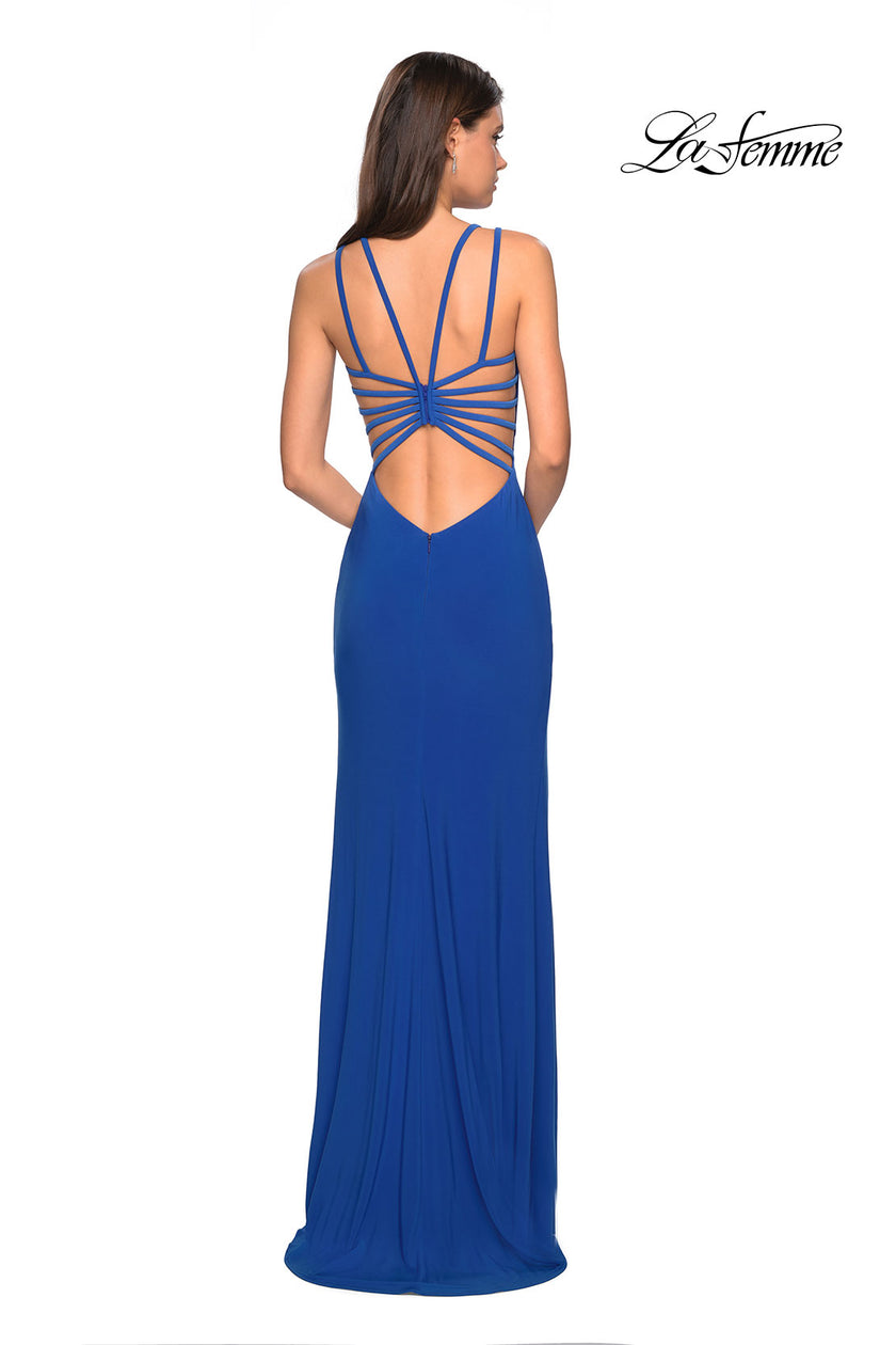 Picture of: Sultry Long Dress with Intricate Strappy Back in Royal Blue, Style: 27072, Detail Picture 9