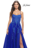Picture of: A-line Tulle Gown with Floral Embroidery and Pockets in Royal Blue, Style: 31135, Detail Picture 9