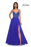Picture of: Gorgeous Line Rhinestone Top Dress with A-line Tulle Skirt in Royal Blue, Style 32714, Detail Picture 9