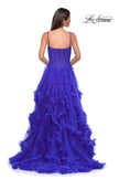 Picture of: Ruffle Tulle Dress with Unique Skirt and Illusion Corset Bodice in Royal Blue, Style 32719, Detail Picture 9