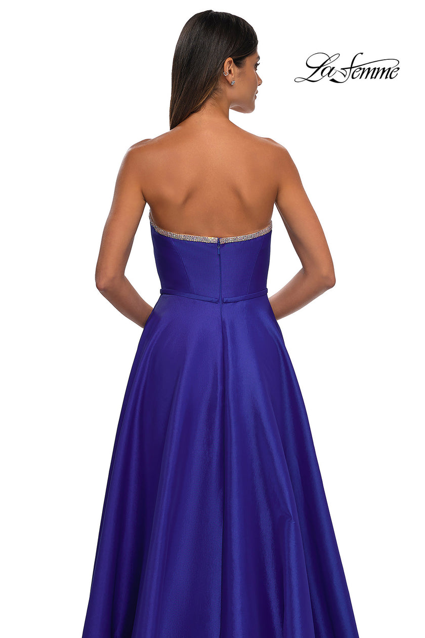 Picture of: A-line Mikado Prom Dress with Rhinestone Neckline in Royal Blue, Style: 33063, Detail Picture 9