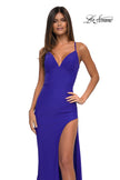 Picture of: Fitted Jersey Prom Dress with High Side Slit in Royal Blue, Style: 33080, Detail Picture 9