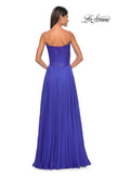 Picture of: Strapless Chiffon Prom Gown with Lace Illusion Bodice in Royal Blue, Style: 32311, Detail Picture 10