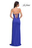 Picture of: Fitted Strapless Dress with Rhinestone Embellished Neckline and Slit in Royal Blue, Style 32799, Detail Picture 10