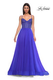 Picture of: Beautiful A-line Prom Dress with Rhinestone Encrusted Corset Top in Royal Blue, Style 32754, Detail Picture 11