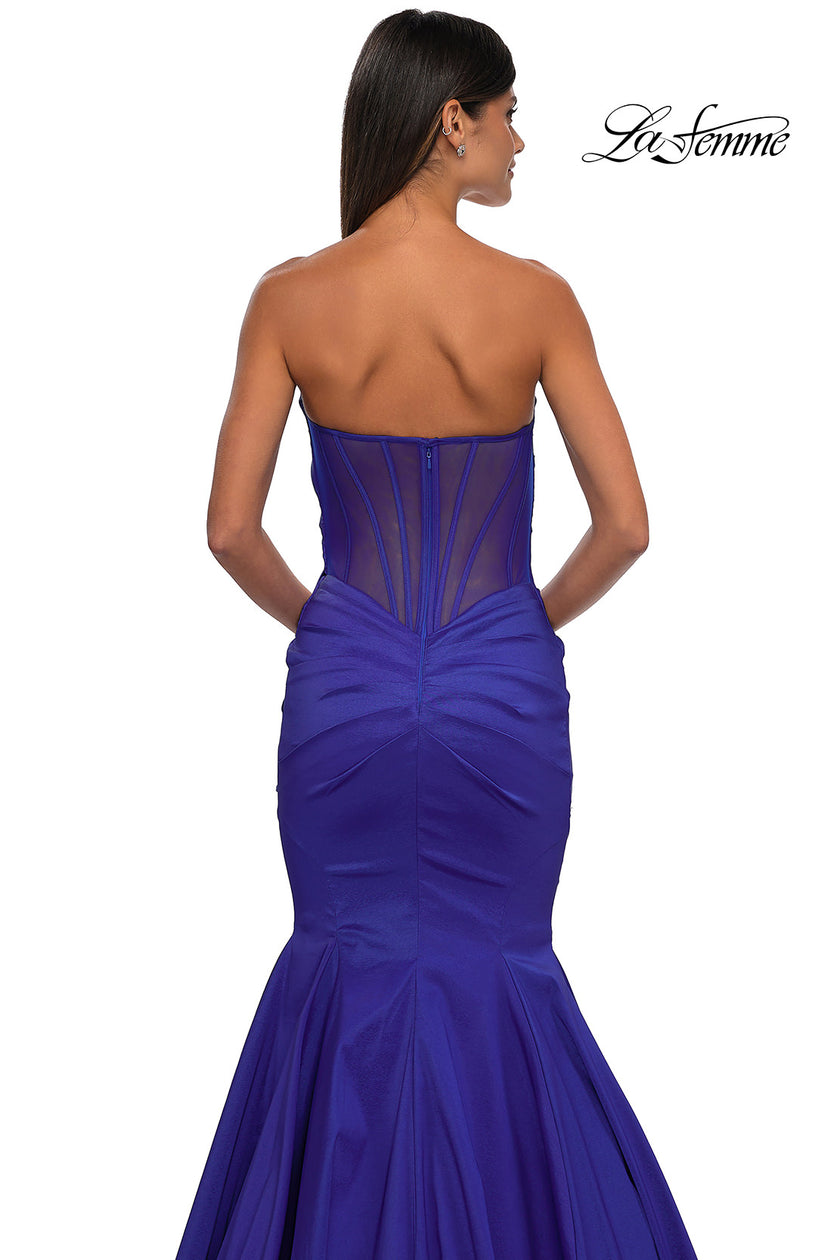Picture of: Mermaid Stretch Mikado Evening Dress with Illusion Back in Royal Blue, Style: 32791, Detail Picture 11