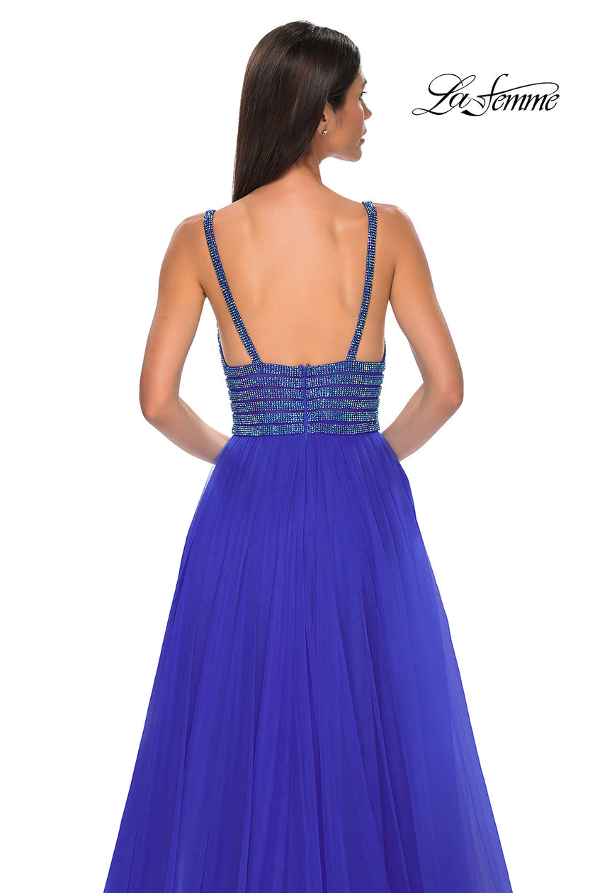 Picture of: Gorgeous Line Rhinestone Top Dress with A-line Tulle Skirt in Royal Blue, Style 32714, Detail Picture 13