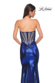 Picture of: Pretty Metallic Jersey Ruched Dress with Sweetheart Neckline in Royal Blue, Style 32806, Detail Picture 14