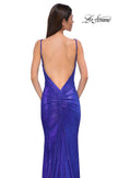 Picture of: Metallic Jersey Dress with Low Back and Ruching in Royal Blue, Style 32932, Detail Picture 14