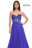 Picture of: A-Line Tulle Ballgown with Lace Illusion Bodice in Royal Blue, Style: 32313, Detail Picture 16