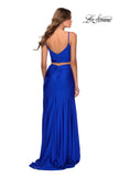 Picture of: Two Piece Long Prom Dress with Ruched Detailing in Royal Blue, Style: 28472, Back Picture
