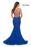 Picture of: Stunning Mermaid Tulle and Jeweled Lace Dress in Royal Blue, Back Picture