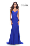 Picture of: Dramatic Rhinestone Dress with Sheer Details and Train in Royal Blue, Style: 31279, Back Picture