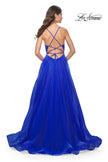 Picture of: A-Line Prom Dress with Illusion Ruched Bodice in Royal Blue, Style: 31457, Back Picture